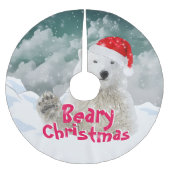 Santa Polar Bear | Beary Christmas Tree Skirt Polyester Weihnachtsbaumdecke (Vorderseite)