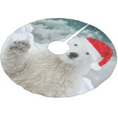 Santa Polar Bear | Beary Christmas Tree Skirt Polyester Weihnachtsbaumdecke (Schrägansicht)