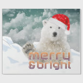 Santa Polar Bear | Beary Christmas Wrapping Paper Geschenkpapier (Flach)