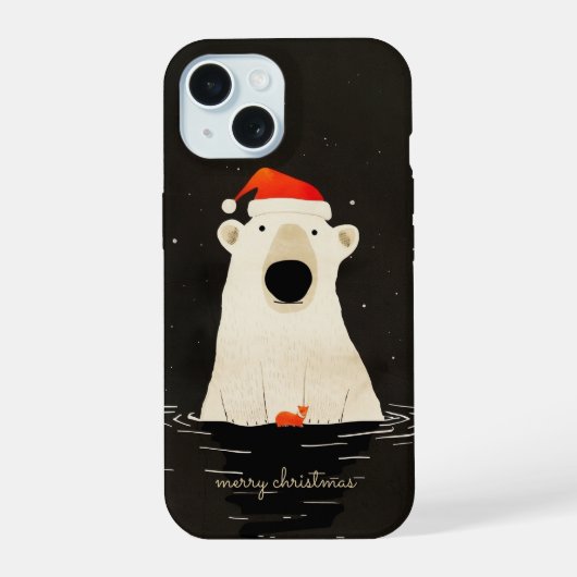 Santa Polar Bear iPhone 15 Hülle (Rückseite)