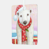 Santa Polar Bear Ornament Aus Metall (Vorderseite links)