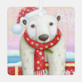 Santa Polar Bear Ornament Aus Metall (Rückseite)