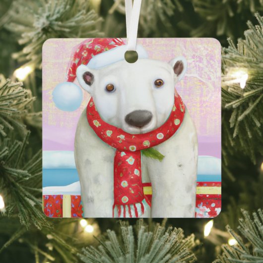 Santa Polar Bear Ornament Aus Metall (InSitu)