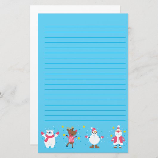 Santa Polar Bear Snowman Reindeer Stationery Briefpapier (Vorne/Hinten)