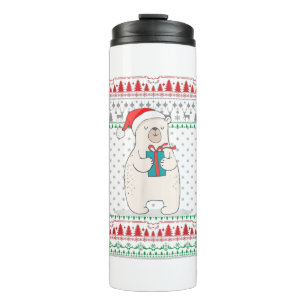 Santa Polar Bear Ugly Weihnachtskrautmatte Thermosbecher