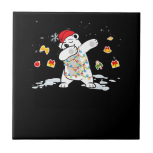 Santa Polar Bear Weihnachtsbeleuchtung Bear Lover Fliese