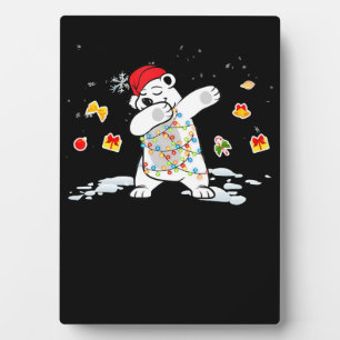 Santa Polar Bear Weihnachtsbeleuchtung Bear Lover Fotoplatte