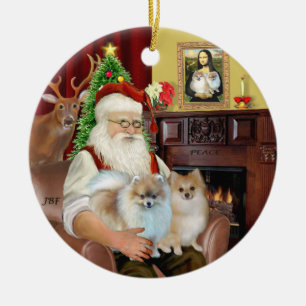 Santa - Pomeranians 9zwei) Keramikornament
