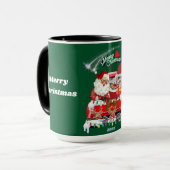 Santa & Poodle 2025 Weihnachts Grüne Tasse (Vorderseite Links)