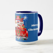 Santa & Poodle Frohe Weihnachten Lieferwagen Tasse (VorderseiteRechts)
