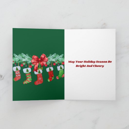 Santa & Poodle Frohe Weihnachts Grün Grußkarte (Innenseite)