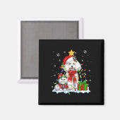 Santa Poodle mit Elf Cat Weihnachtsleuchten Besitz Magnet (Vorderseite/Rückseite)