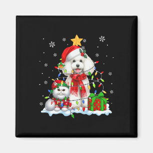 Santa Poodle mit Elf Cat Weihnachtsleuchten Besitz Magnet