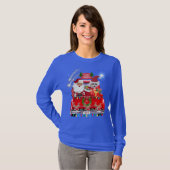 Santa Poodle Reindeer Christmas Blue T-Shirt (Vorne ganz)
