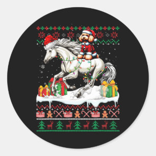 Santa Poodle Reiten Weihnachten Runder Aufkleber