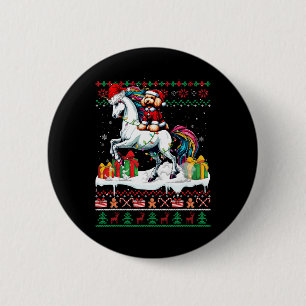 Santa Poodle Riding Einhorn Weihnachten Liebe Button