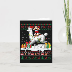 Santa Poodle Riding Llama Weihnachts-Sweater Lover Karte