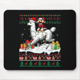 Santa Poodle Riding Llama Weihnachts-Sweater Lover Mousepad