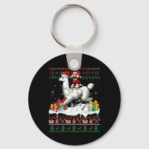 Santa Poodle Riding Llama Weihnachts-Sweater Lover Schlüsselanhänger