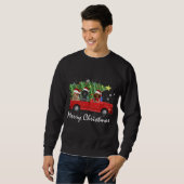 Santa Poodle Riding Red Truck Frohe Weihnachten Sweatshirt (Vorne ganz)