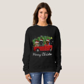 Santa Poodle Riding Red Truck Frohe Weihnachten Sweatshirt (Vorne ganz)