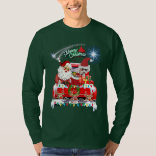 Santa & Poodle Weihnachts-Rote Lieferwagen T-Shirt