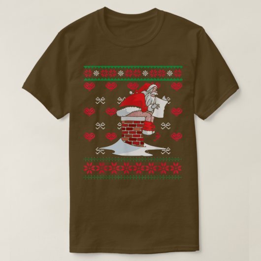 Santa Pooping Down Chimney Ugly Xmas Sweater Chris T-Shirt (Design vorne)