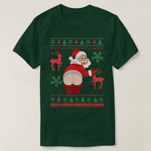 Santa Pooping Down Chimney Ugly Xmas Sweater Chris T-Shirt (Design vorne)