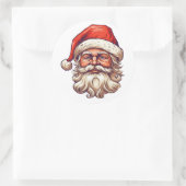 Santa Portrait zeichnend. Runder Aufkleber (Tasche)