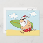 Santa Postkarten surfen (Vorne/Hinten)