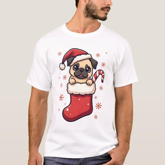 Santa Pug Entzücken T-Shirt (Vorderseite)