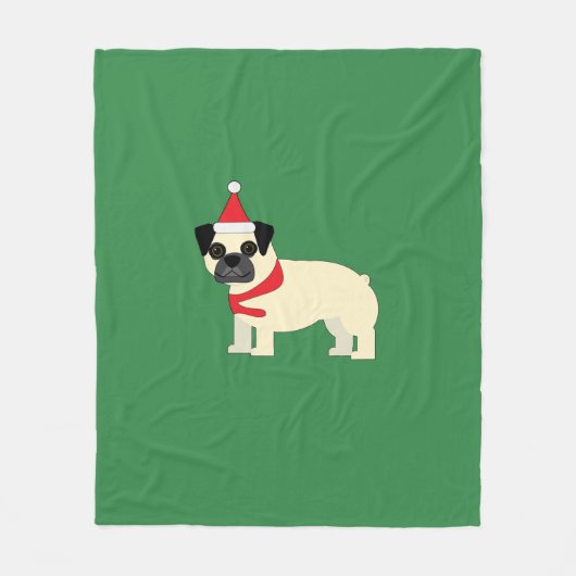 Santa Pug Fleecedecke (Vorderseite)