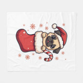 Santa Pug Freude Fleecedecke (Vorderseite (Horizontal))