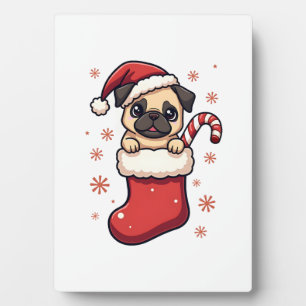 Santa Pug Freude Fotoplatte