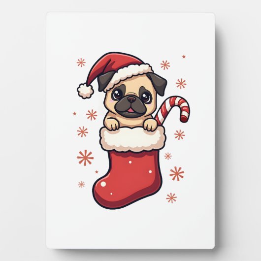 Santa Pug Freude Fotoplatte (Vorderseite)