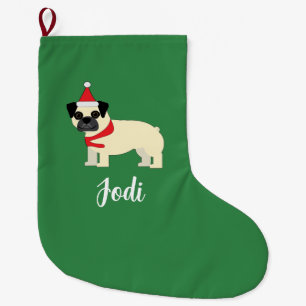 Santa Pug Großer Weihnachtsstrumpf