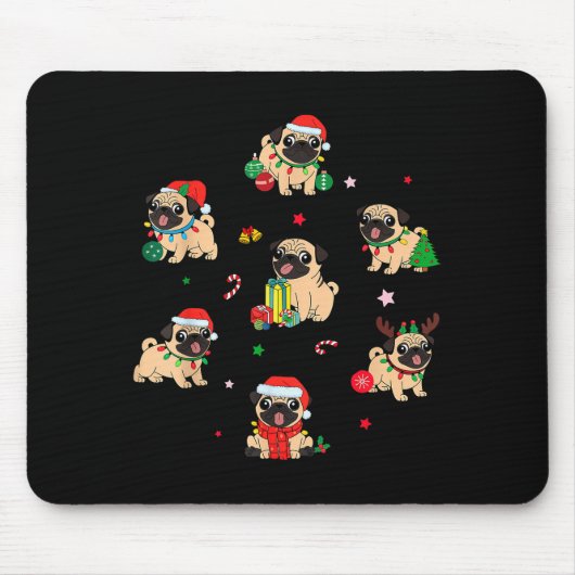 Santa Pug Light Gorgeous Reindeer Pajama Christmas Mousepad (Vorne)