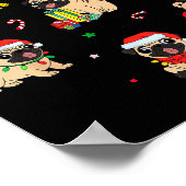 Santa Pug Light Gorgeous Reindeer Pajama Christmas Poster (Ecke)