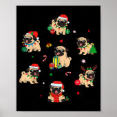 Santa Pug Light Gorgeous Reindeer Pajama Christmas Poster (Vorne)