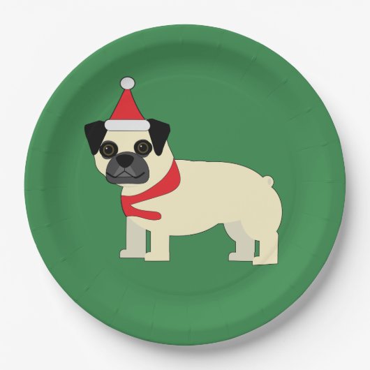 Santa Pug Pappteller (Vorderseite)
