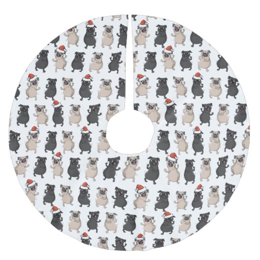 Santa Pug Puppy Holiday Pooch Custom Christmas Polyester Weihnachtsbaumdecke (Vorderseite)