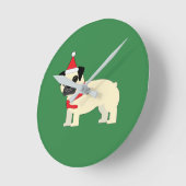 Santa Pug Runde Wanduhr (Winkel)