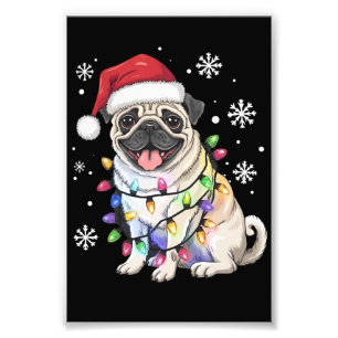 Santa Pug Weihnachtslichter Xmas Hunde Liebhaber Fotodruck