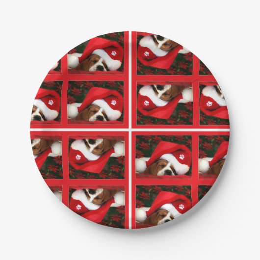 Santa Puppy Pappteller (Vorderseite)