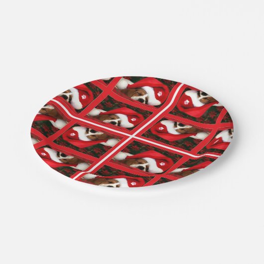 Santa Puppy Pappteller (Schrägansicht)