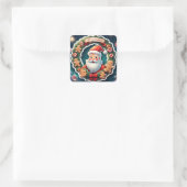Santa Quadratischer Aufkleber (Tasche)