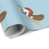 Santa Quail Geschenkpapier (Rolleneckpunkt)