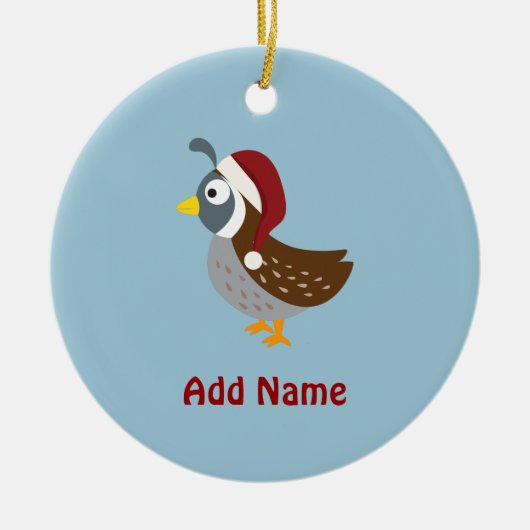 Santa Quail Keramikornament (Vorne)