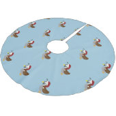 Santa Quail Polyester Weihnachtsbaumdecke (Schrägansicht)