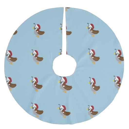 Santa Quail Polyester Weihnachtsbaumdecke (Vorderseite)
